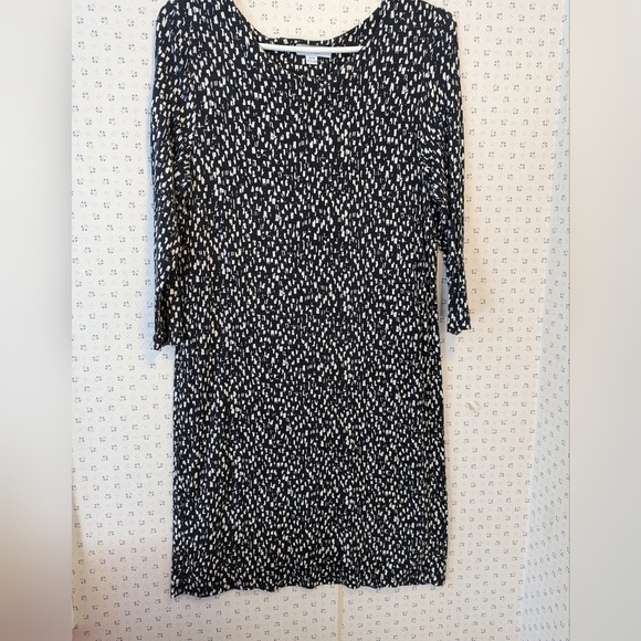 🖤 Katherine Barclay women's size M Dress black white pattern 3/4 sleeves - Picture 1 of 7